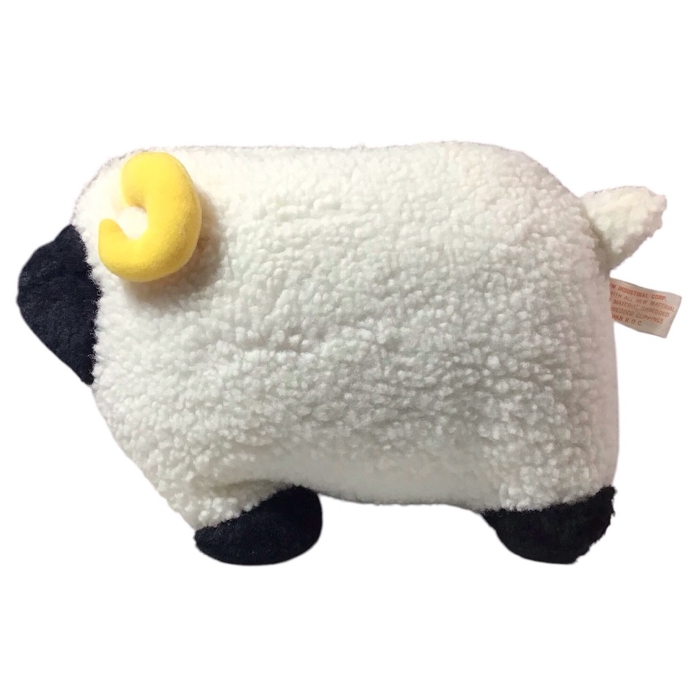 Vintage Fairview Ram Sheep Stuffed Animal Plush Horns Off White Black
